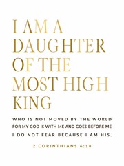 Baby Girl Room Decoration Newborn Baptism Gift 2 Corinthians 6:18 Daughter of a King Christian Nursery Gift Wall Art Scripture Print