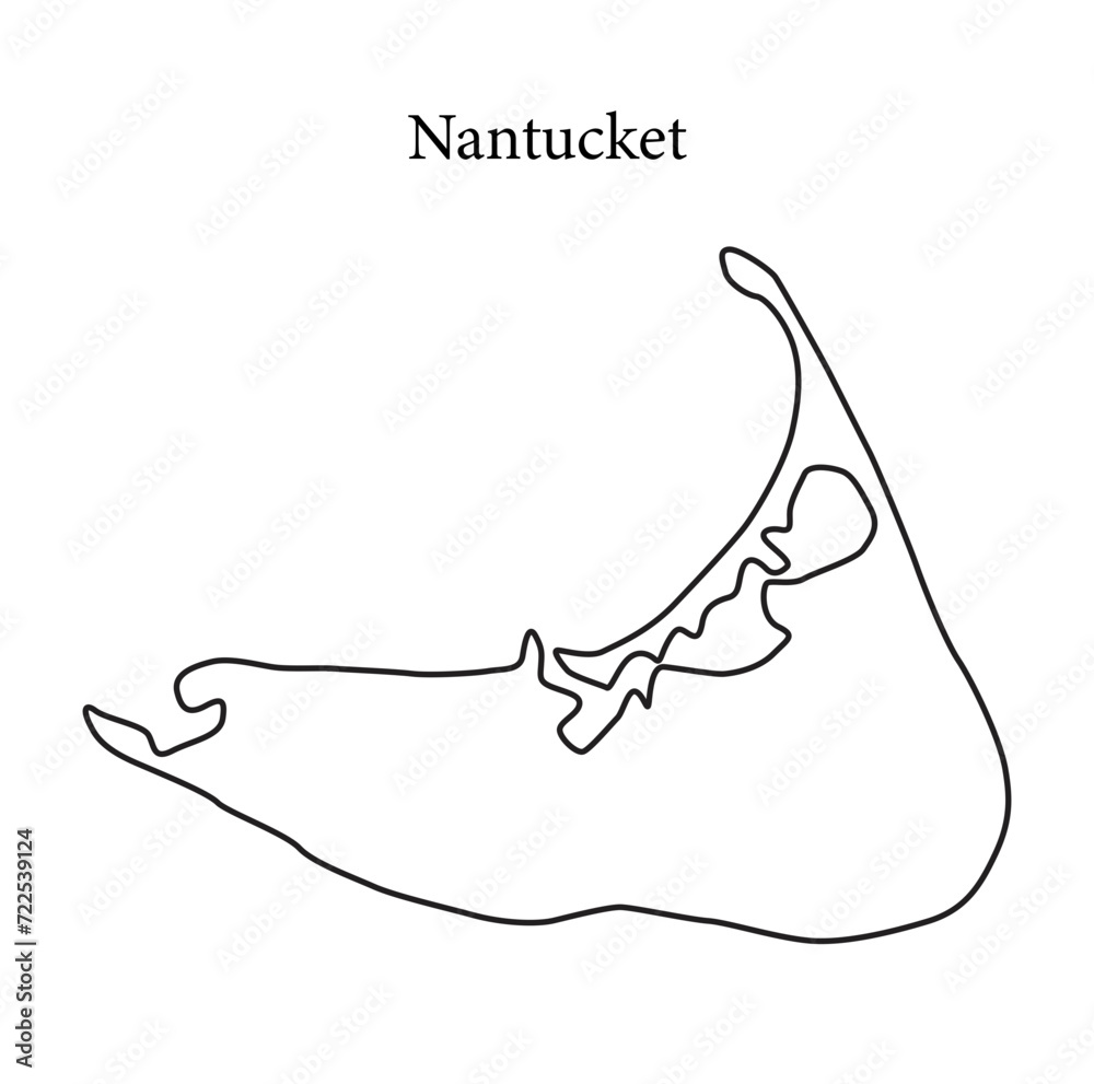 Wall mural nantucket map, nantucket vector, nantucket outline, nantucket