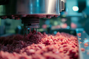 Minced meat close-up, production concept. Backdrop with selective focus and copy space