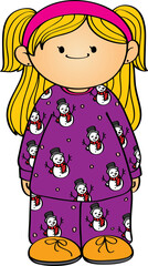 Girl in a pajama clip art