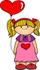 Girl holding heart balloon