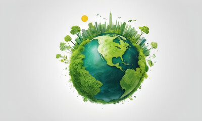 Fototapeta premium Earth day concept on white background, World environment day