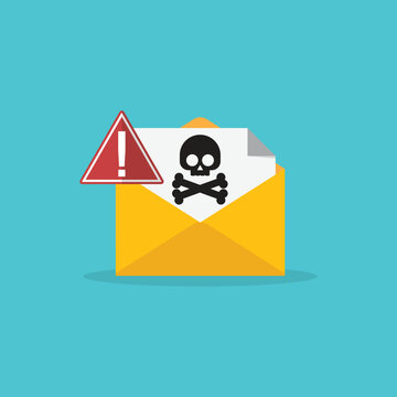 Spamming mailbox icon. Email hacking and spam warning symbol. EPS10 Vector Illustration.