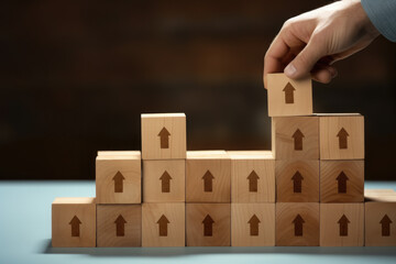 Person is placing arrows on block. This image can be used to represent direction, guidance, decision-making, or problem-solving