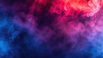 Obraz na płótnie Canvas Dramatic smoke and fog in contrasting vivid red, blue, and purple colors. Vivid and intense abstract background or wallpaper.