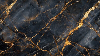 Textured of the black marble background. Gold and white patterned natural of dark gray marble...