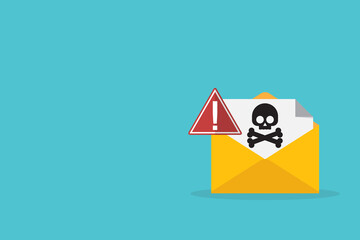 Spamming mailbox icon. Email hacking and spam warning symbol.