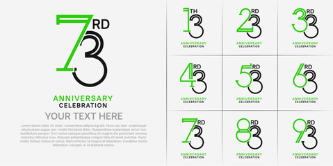 set of anniversary logotype green and black color for special celebration event