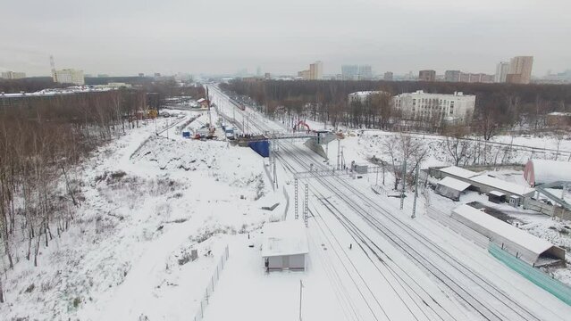Construction site of Bogorodsky bridge above ring railway
