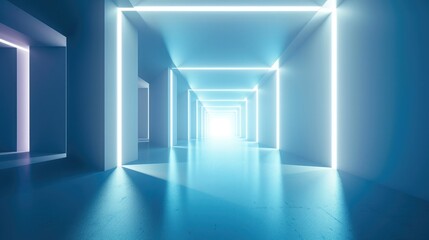 Abstract futuristic light corridor interior, Modern minimal background