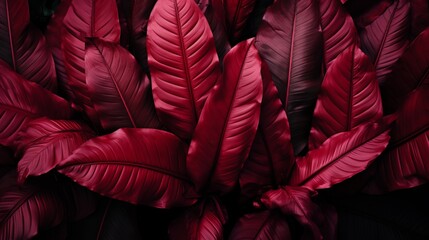 Abstract dark red tropical leaf textures for nature background with copy space