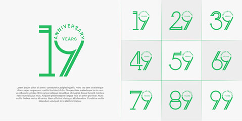 set of anniversary logotype green color for special celebration event