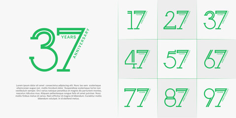 set of anniversary logotype green color for special celebration event