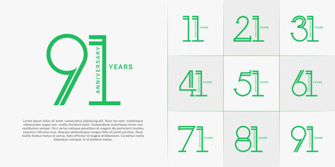 set of anniversary logotype green color for special celebration event