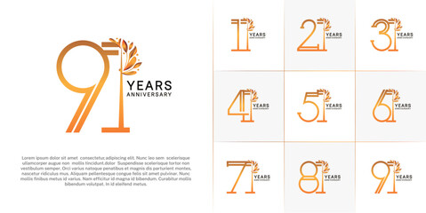 set of anniversary logotype golden color and ornament for special celebration event