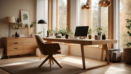 A cozy Scandinavian home office