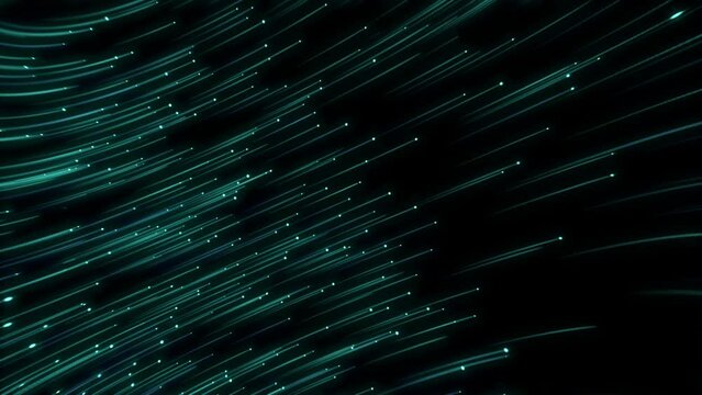 Colorful Vj Lines Particles. Abstract Glow Light Trail With Colorful Particles Background.