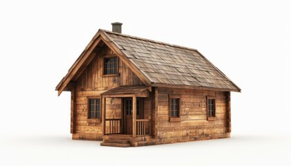 simple wooden house isolated on white background