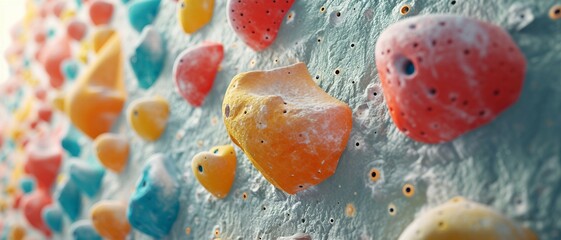 a UI background of rock climbing, with vibrant handhold colors fading into the neutral tones of a climbing wall, Ideal for App and Website Design .	
 - obrazy, fototapety, plakaty