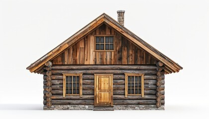 simple wooden house isolated on white background