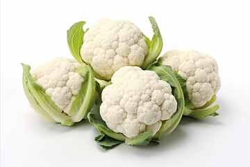 Fresh organic cauliflower isolated on a clean white background for healthy eating concept