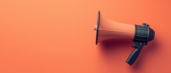 modern megaphone representing the spread of digital marketing messages, isolated  on  a calming peach fuzz background with copy space.