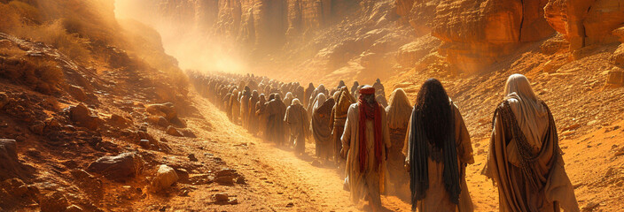 Exodus from Egypt, Moses leads the people of Israel in the desert