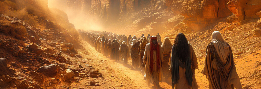 Exodus from Egypt, Moses leads the people of Israel in the desert