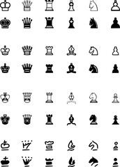 Obraz premium Set of Chess Related Vector Line Icons. Contains such Icons as Queen, Strategy, Checkmate and more.