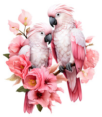 pink and white parrot