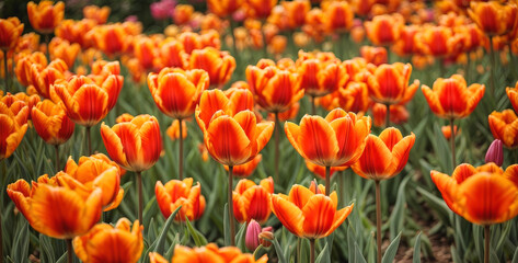 bright orange colored tulip flowers