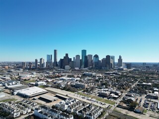 Houston skyline drone