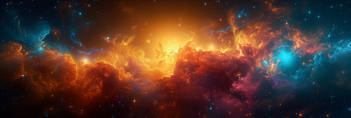 Abstract space background with stars, constellations and nebulae. Shining stars of the galaxy. Banner image.	
