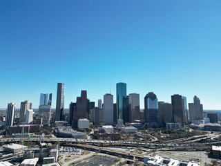 Houston skyline drone