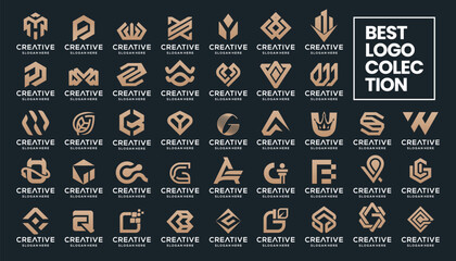 Set of logo collection, Abstract modern design concept with golden gradient