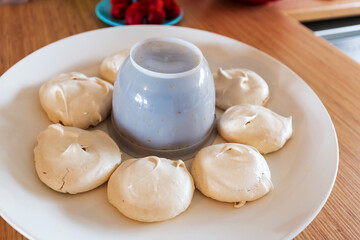 Delicate meringues await their transformation