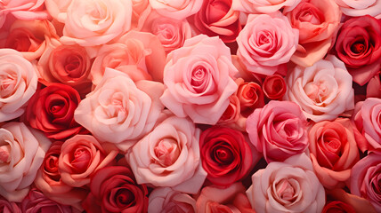 Background of Mixed Roses for Valentine’s Day
