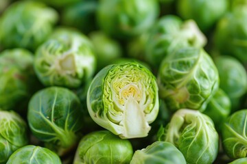 Fototapeta premium brussels sprouts background close up