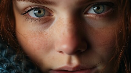 A close-up of women’s blue eyes.