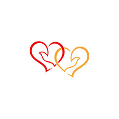 lineart of love logo in red color and white background that can be used for Valentine's event