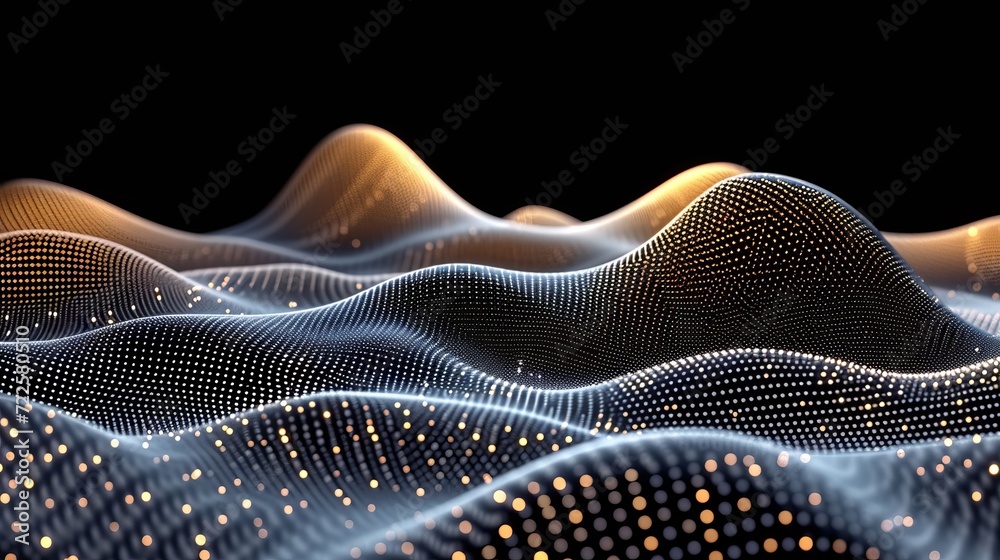 Poster complex algorithm graph hologram dynamic and dramatic data analysis in business with copy space