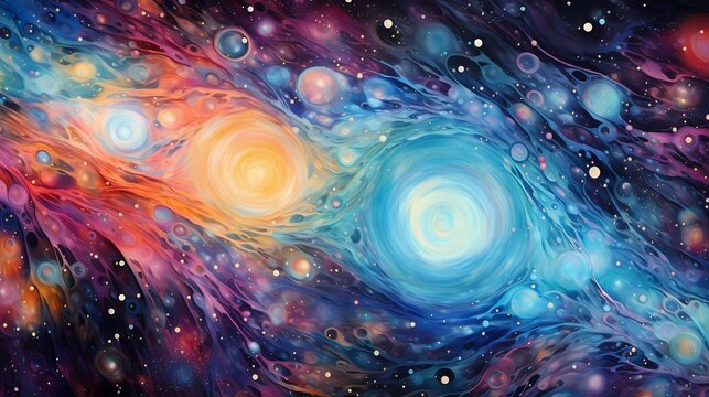 Intriguing abstract pattern resembling celestial bodies in space, with cosmic colors and ethereal textures