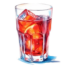 Aesthetic Watercolor Cocktail Illustration - obrazy, fototapety, plakaty
