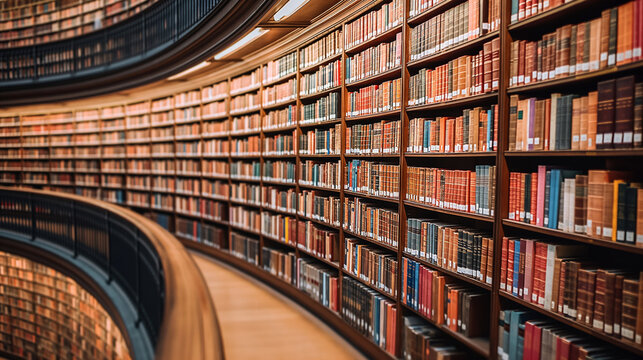 A Library Full of Books on Shelves