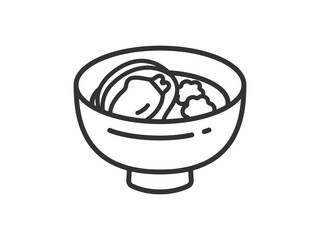 はまぐりのお吸い物のアイコン（線画）のイラスト