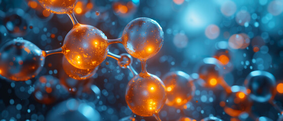 Medical technologies of the future, molecules under a microscope, medical web banner