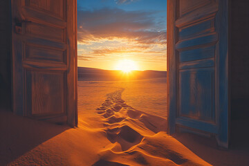 Open Door Revealing Desert Landscape