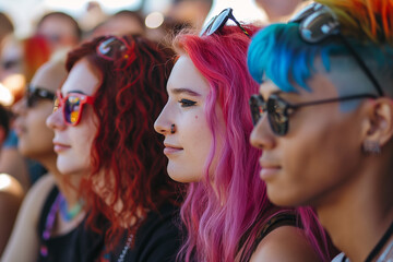 Multicolored-haired People With Sunglasses