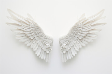 Two White Angel Wings on White Background