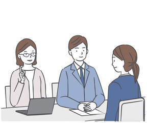 面談をするビジネスマンとビジネスウーマン